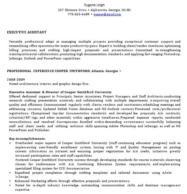 Executive Administrative Assistance Resume PDF