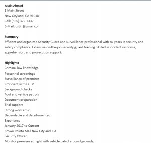 10 Security Guard Resume Template - Functional Security Guard 300x284