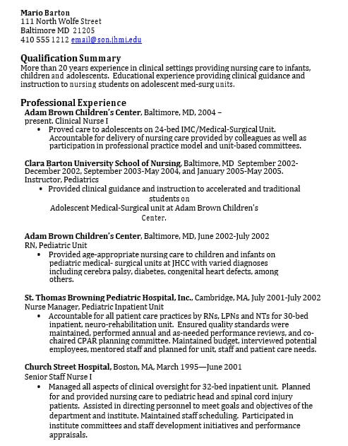 Nursing Student Resume Clinical Experience