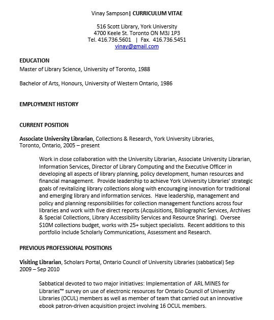 Assistant Librarian Resume