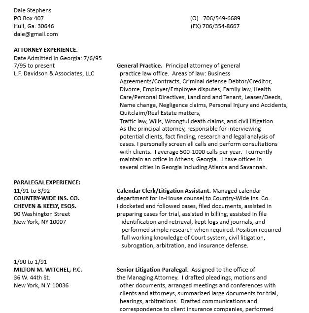 Attorney Law Resume Template