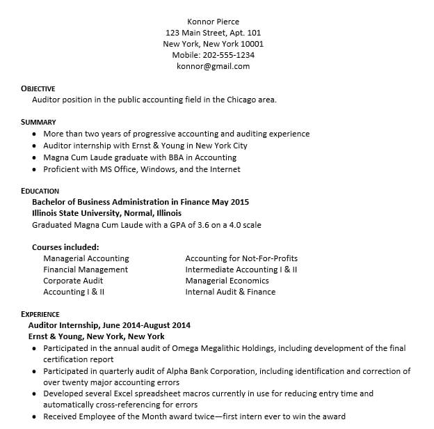 accounting resume template