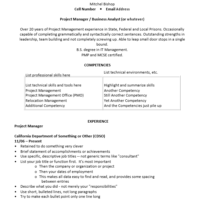 Business Analyst Project Management Resume