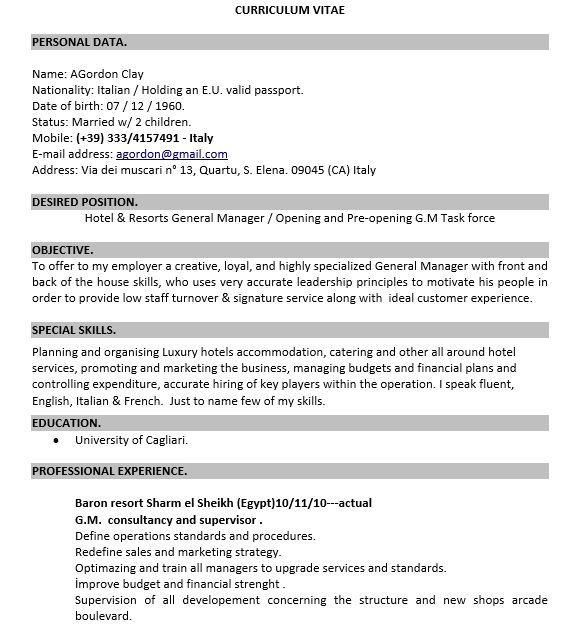 Catering Manager Resume