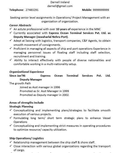 Senior Project Manager Word Free Download