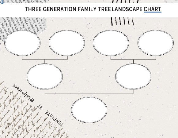 Three Generation Family Tree Landscape Chart