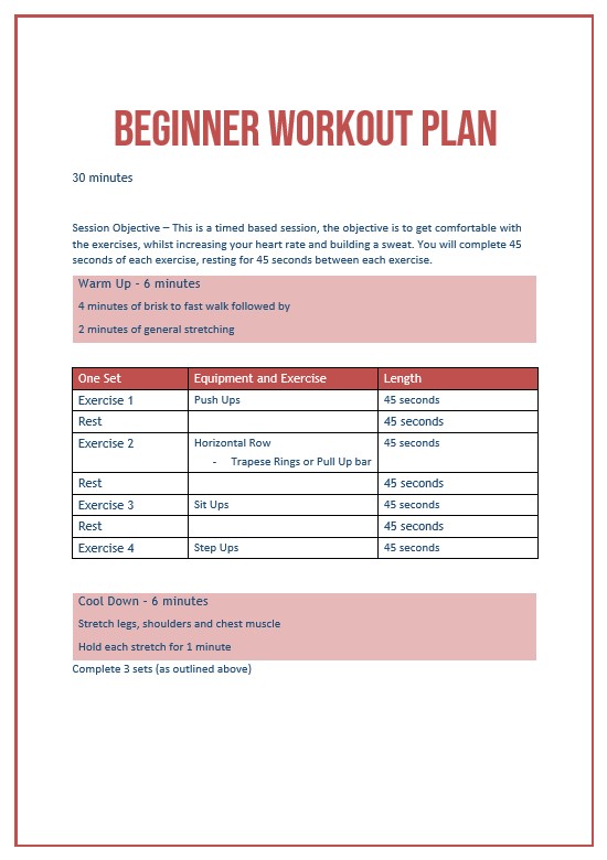 Beginner Workout Plan