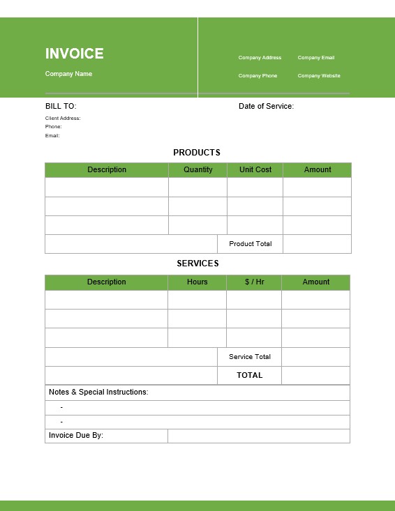 Blank Simple Invoice Template