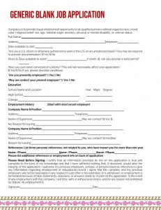 10+ Printable Generic Job Application Template for Employers | room ...