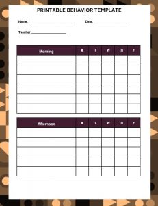 10+ Printable Behavior Charts Template for Adults, Kids, and All Age ...
