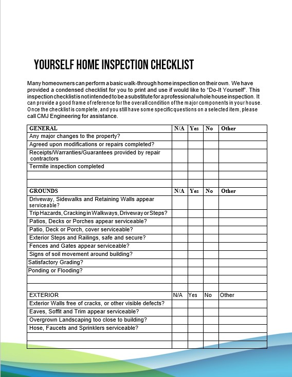 Yourself Home Inspection Checklist