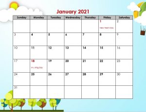 10  Printable Monthly Calendar Template to Welcome the New Year room