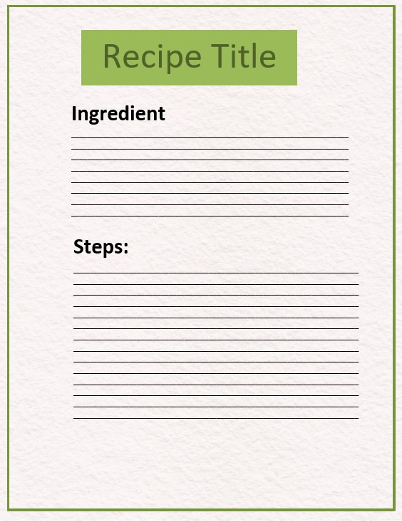 recipe card Printable