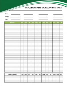 9+ Printable Workout Routine Template to Set Your Training Schedule ...