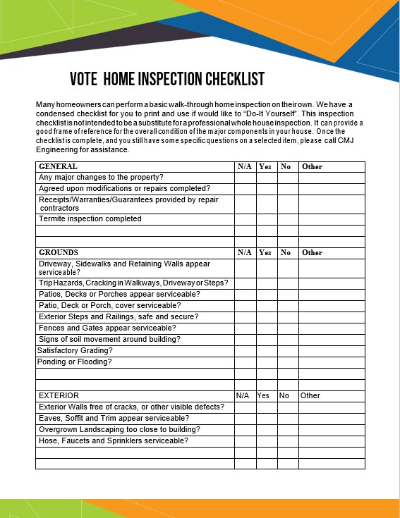 Vote Home Inspection Checklist